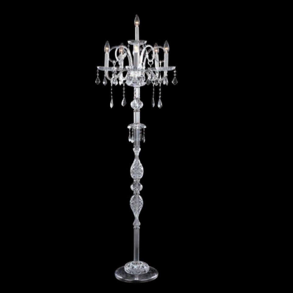 8 Arms Cast brass crystal floor lamp with crystal spike & crystal