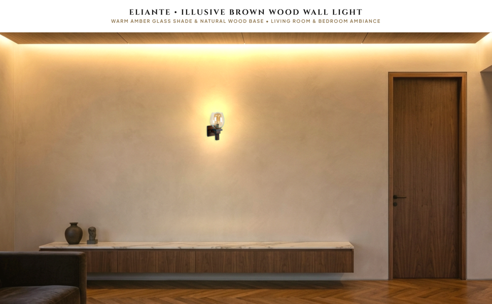 ELIANTE Illusive Brown Wood Wall Lights - Aj-07-1W-Gold Hero Lifestyle