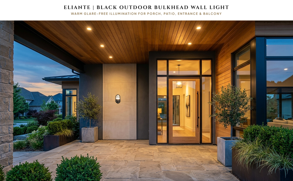 ELIANTE Plastic Outdoor Wall Light Black for Living Room, Bedroom, Dining Room, Kitchen Hero