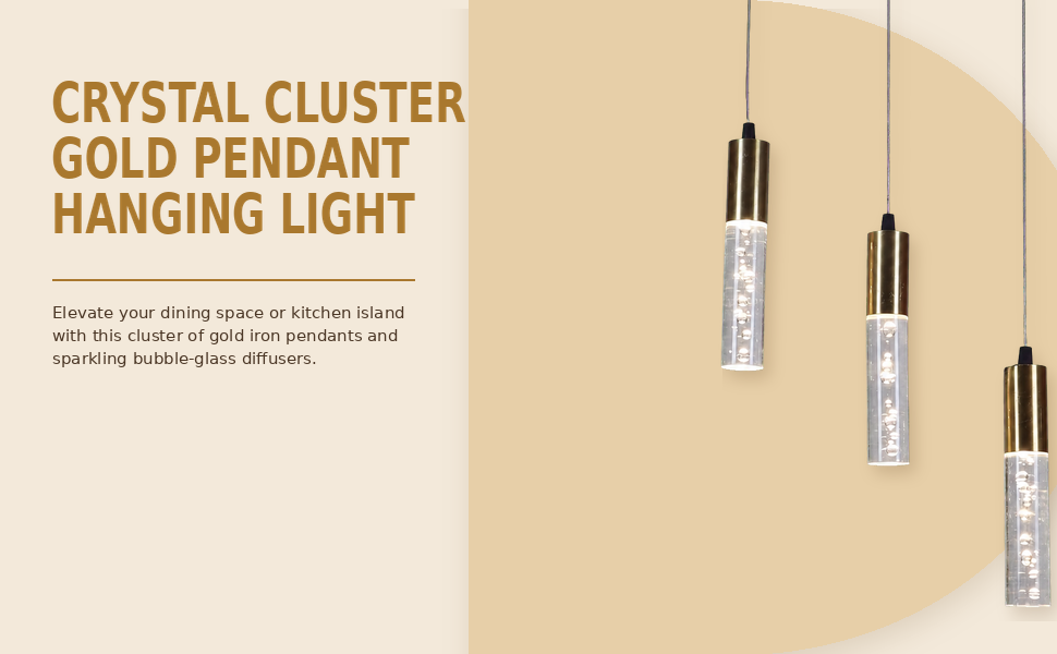 ELIANTE Vexira Gold Iron Hanging Pendant Light with Inbuilt LED