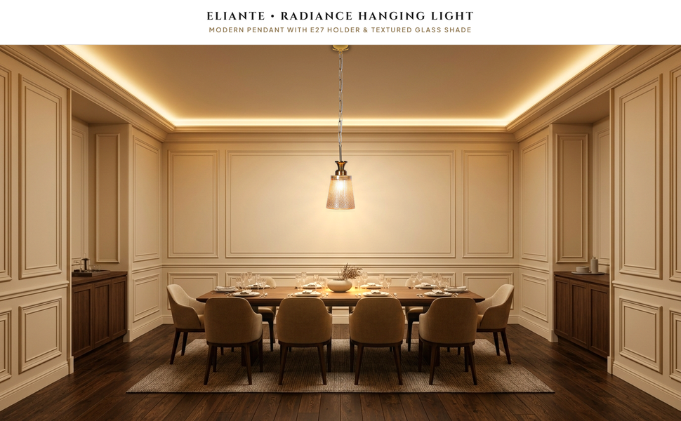 ELIANTE Radiance Hanging Light with E27 Holder and Shade Hero Lifestyle