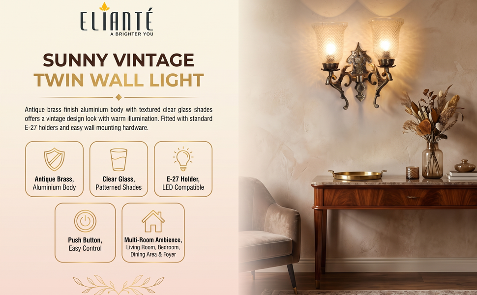 Sunny Vintage Twin Wall Light feature panel