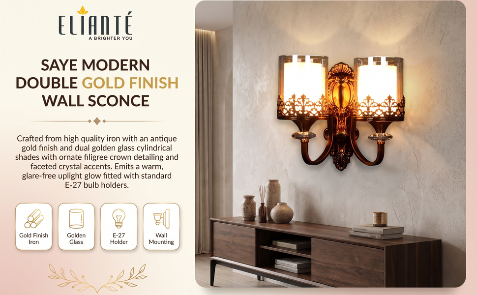 Saye Modern Double Wall Light feature panel