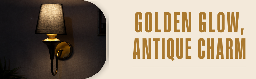 ELIANTE gold iron wall light black fabric shade close up detail