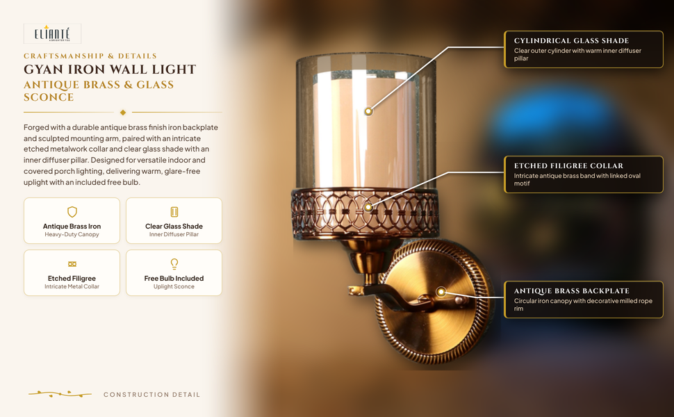 Gyan Iron Wall Light construction detail