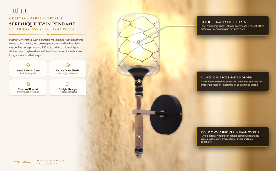 Serenique Twin Pendant Wall Light construction detail