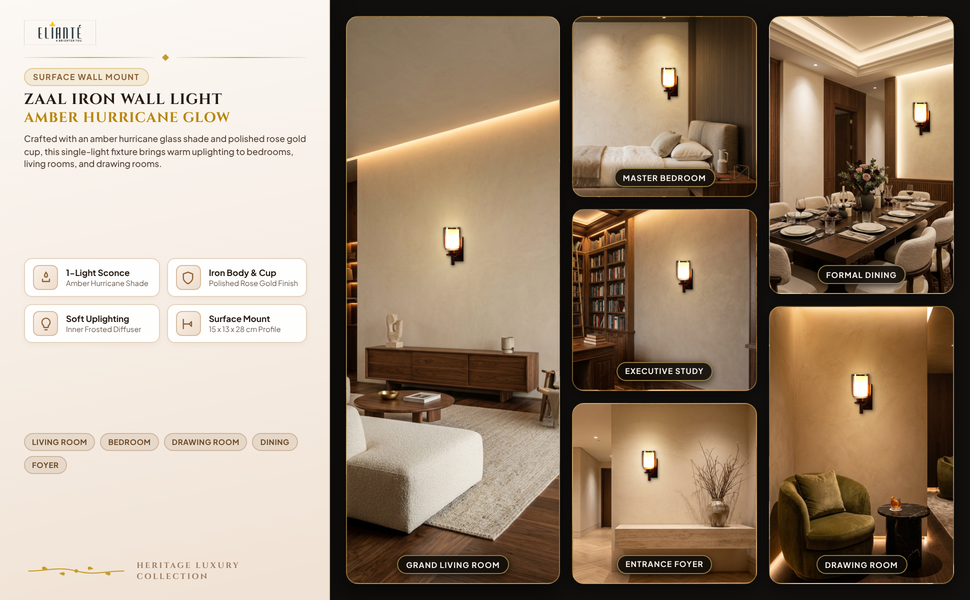 ELIANTE Zaal Iron Wall Light Room Lifestyle Grid