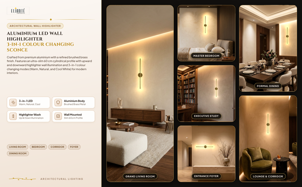 ELIANTE Modern Long Wall Highlighter Light Room Lifestyle Grid