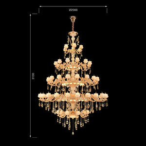 Jaquar Cassia 70 L chandelier with asfour almaaza crystal & gold finish