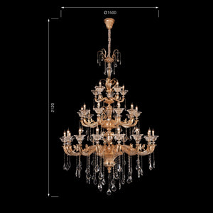 Jaquar Trillium 15+10+5 L chandelier with asfour almaaza crystal & 24k gold finish