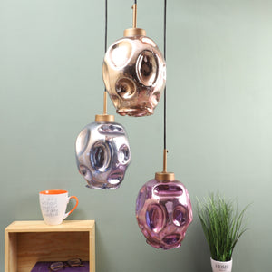 Pink Glass Hanging Light - NO-169-3LP-HL - Included Bulb
