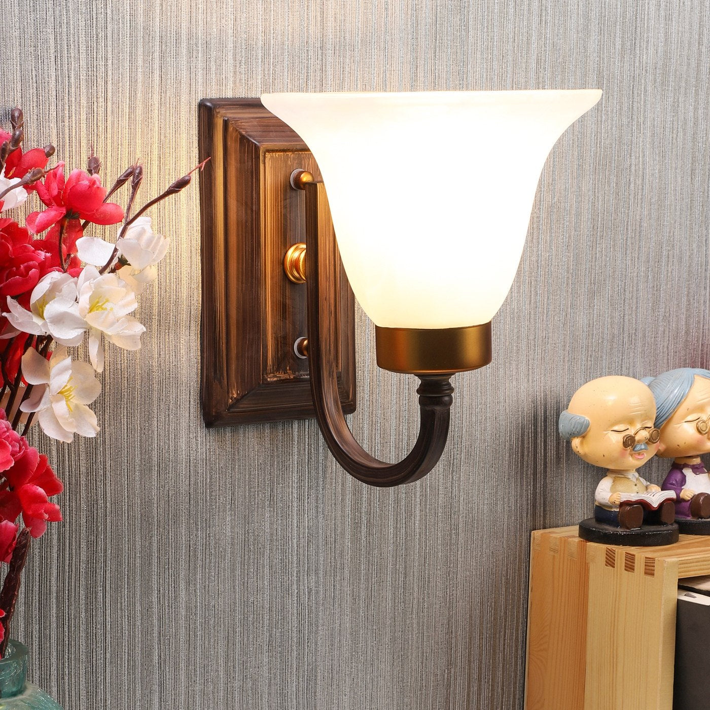 Wooden Metal Wall Light -S-281-1W - Included Bulb