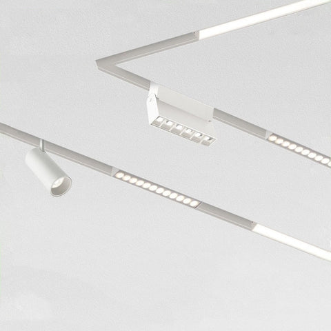 JS-FDS 20mm Magnetic Track System — White body system overview · spots · linear · grille · diffuser