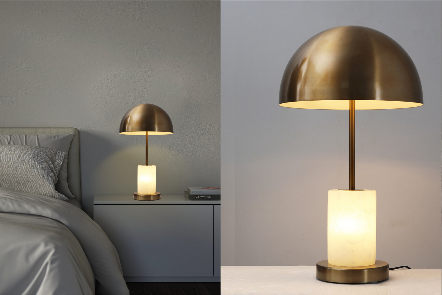JS-GL-0002-TL - Antique Brass & White Metal & Onyx Marble Modern Wall Light
