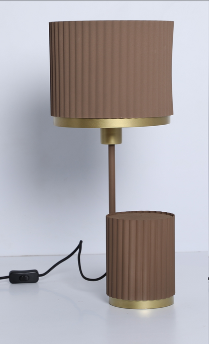JS-GL-0046-T BR - Texture Brown & Gold Metal Modern Table Lamp