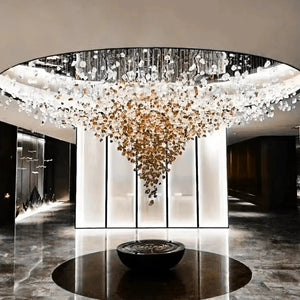 Gemstoniya Crystal Glass Chandelier – Modern Luxury Hanging Light for Living & Dining Room