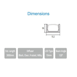 JS-JAS JSAS-Basic LP 01-03 Surface Alluminium Profile For Strips 010-JAS-S1606