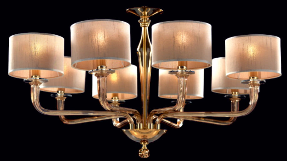 Iris Cristal (Spain) Maya 8-Light Honey & Gold Crystal Chandelier with Shades