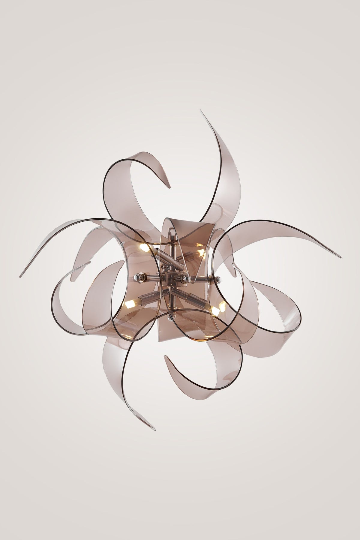 Iris Cristal (Spain) Vortex 4-Light Fume & Chrome Crystal Chandelier