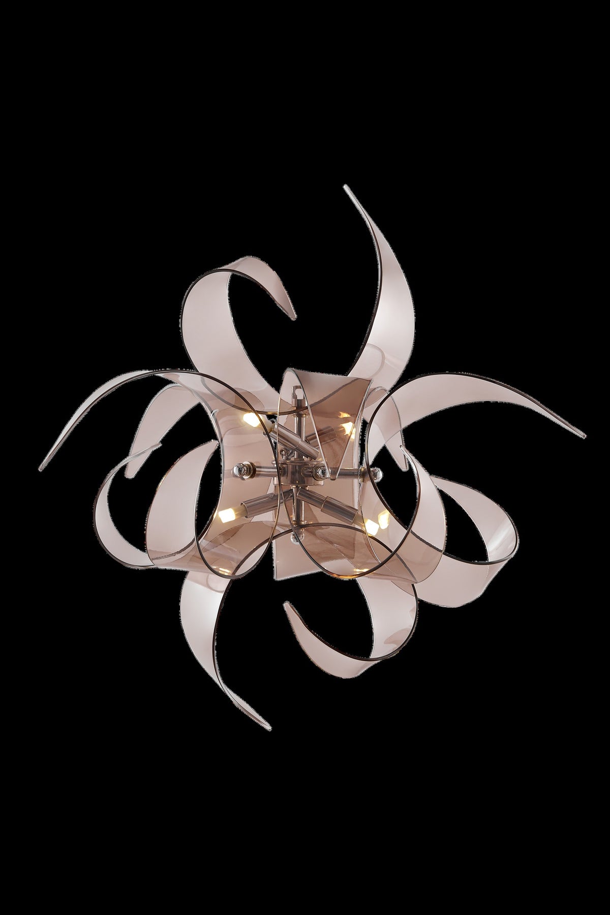 Iris Cristal (Spain) Vortex 4-Light Fume & Chrome Crystal Chandelier