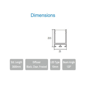 JS-JAS JSAS-Linea 2525 Surface Alluminium Profile For Strips 016-JAS-S2525