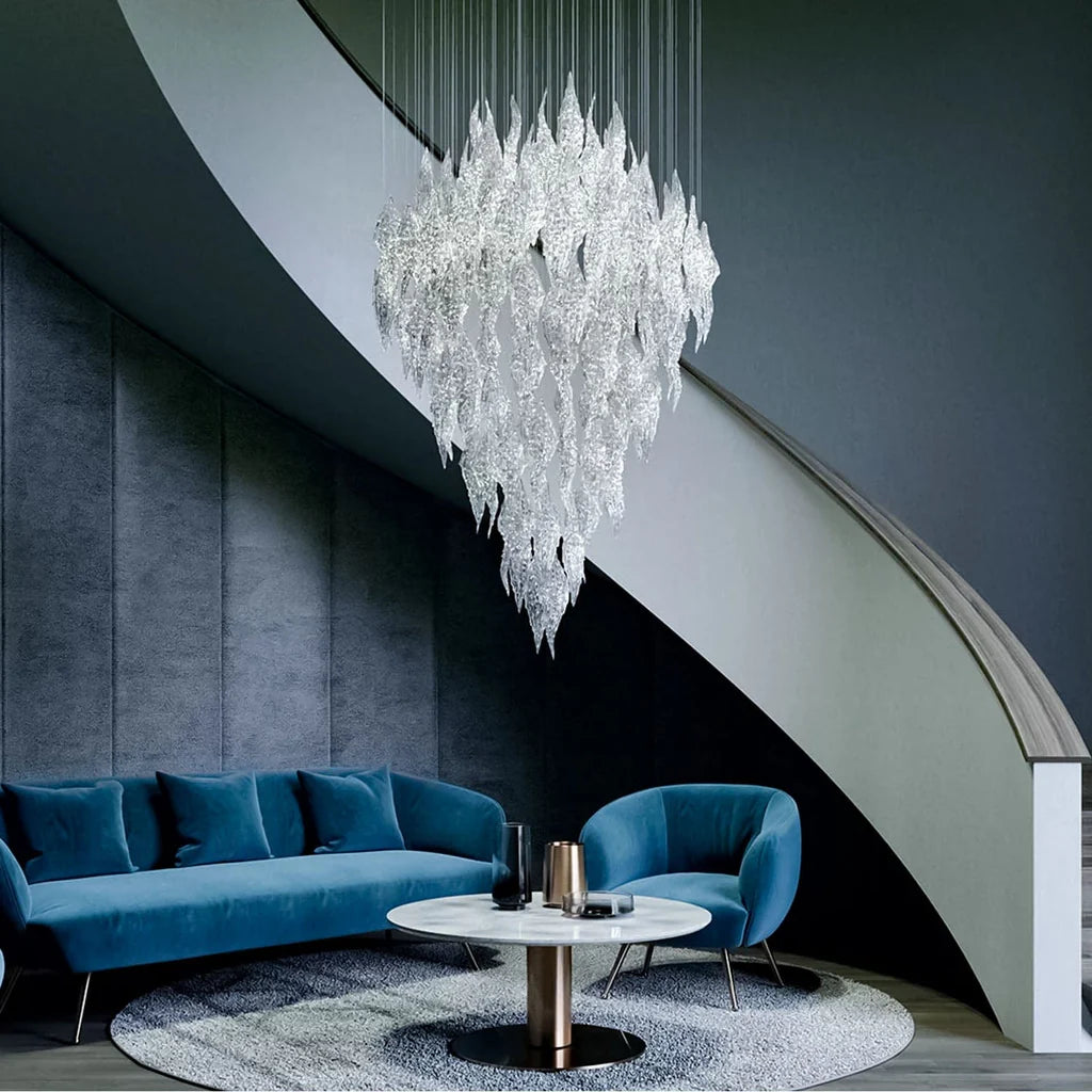 Aurora Frost Chandelier – Elegant Frosted Glass Leaves for Modern Interiors