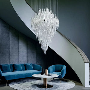 Aurora Frost Chandelier – Elegant Frosted Glass Leaves for Modern Interiors