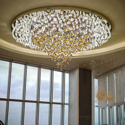 Gemstoniya Crystal Glass Chandelier – Modern Luxury Hanging Light for Living & Dining Room