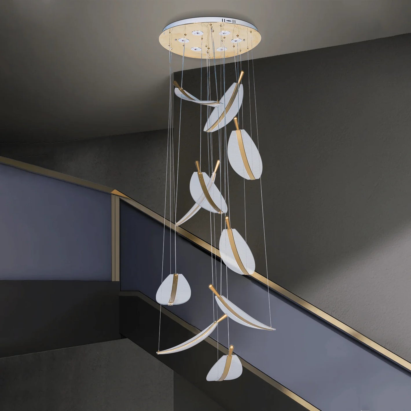 Elantra Leaf Glow Duplex Chandelier