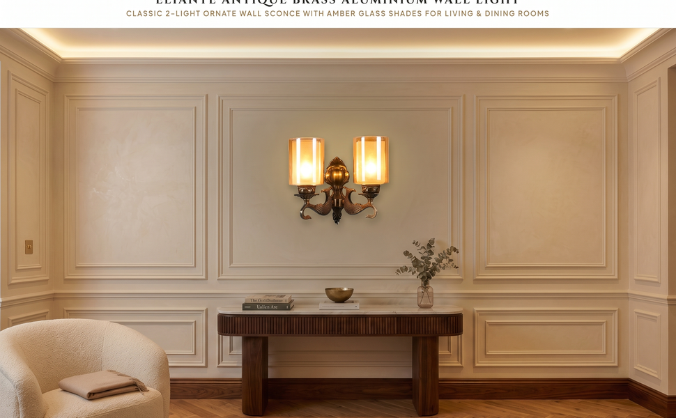 ELIANTE Astouding Antique Brass Aluminium Wall Light - Js-1213-2W Hero Lifestyle