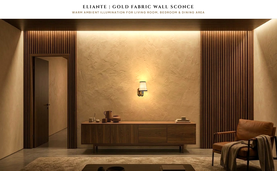 ELIANTE Gold Fabric Wall Sconces - S-121-1W Hero Lifestyle
