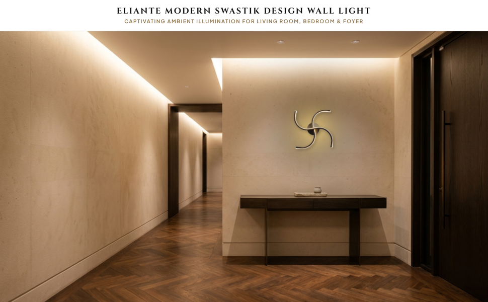 ELIANTE Modern Swastik Design Black Iron Wall Light for Living Room, Bedroom, Balcony, Foyer,