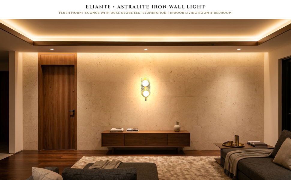 ELIANTE AstraLite Black Wall Light with LED and Iron Shade Hero Lifestyle