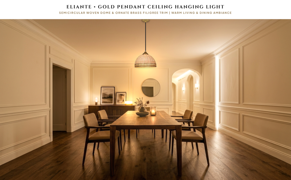 ELIANTE Metal Hanging Light Gold Pendant Light for Living Room-AC Hero Lifestyle