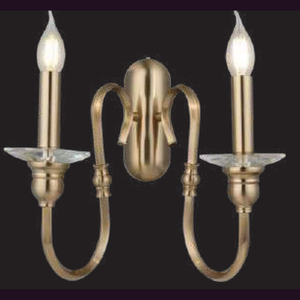JSPHILO-3-371-2xE14 - Brass Gold & Clear Brass Wall Light