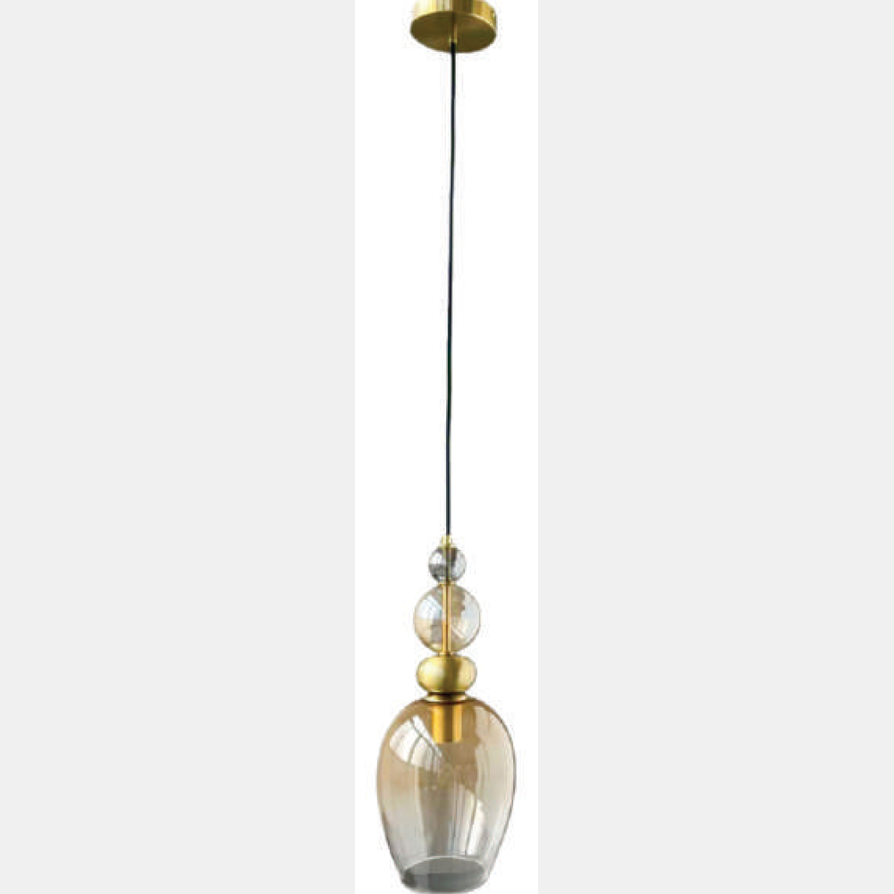 JSPHILO-4-458-1xE27 - Gold & Amber Glass Hanging Light