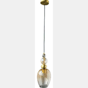 JSPHILO-4-458-1xE27 - Gold & Amber Glass Hanging Light