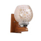 ELIANTE Brown Wood Base Gold White Shade Wall Light - 021-1W - Bulb Included