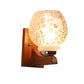 ELIANTE Brown Wood Base Gold White Shade Wall Light - 021-1W - Bulb Included