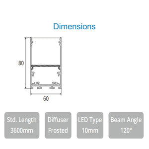 JS-JAS JSAS-Linea 6080 Surface Alluminium Profile For Strips 024-JAS-S6080