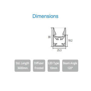 JS-JAS JSAS-Wall Washer Asymmetric S2530 Surface Wall Wash Alluminium Profile For Strips 025-JAS-S2530