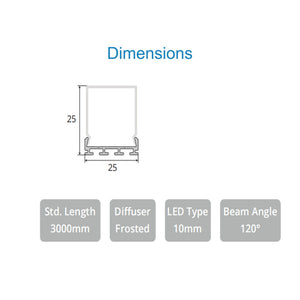 JS-JAS JSAS-2525 3D Surface Alluminium Profile For Strips 026-JAS-S2525