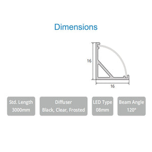 JS-JAS JSAS-Basic LP 02-02 Corner Aluminium Profile For Strips 027-JAS-S1616