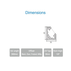 JS-JAS JSAS-Basic LP 02-01 Corner Alluminium Profile For Strips 029-JAS-S1919