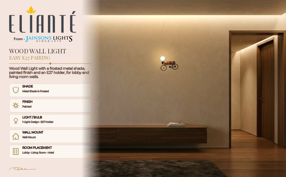 Wood Wall Light Wooden Cycle Design Wall Light Lamp for Living Room, Bedroom, Dining Room feature