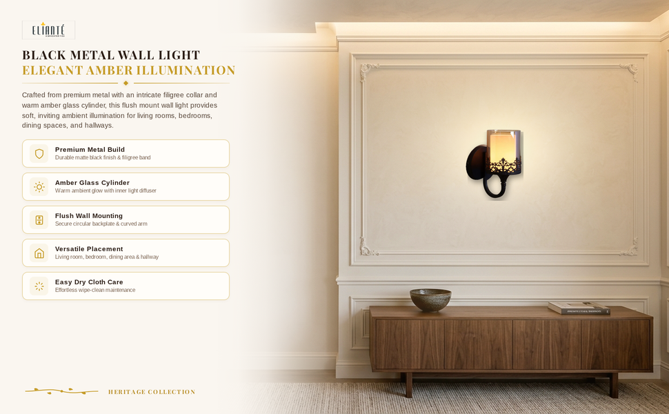 Black Metal Wall Light S-255-1W feature panel