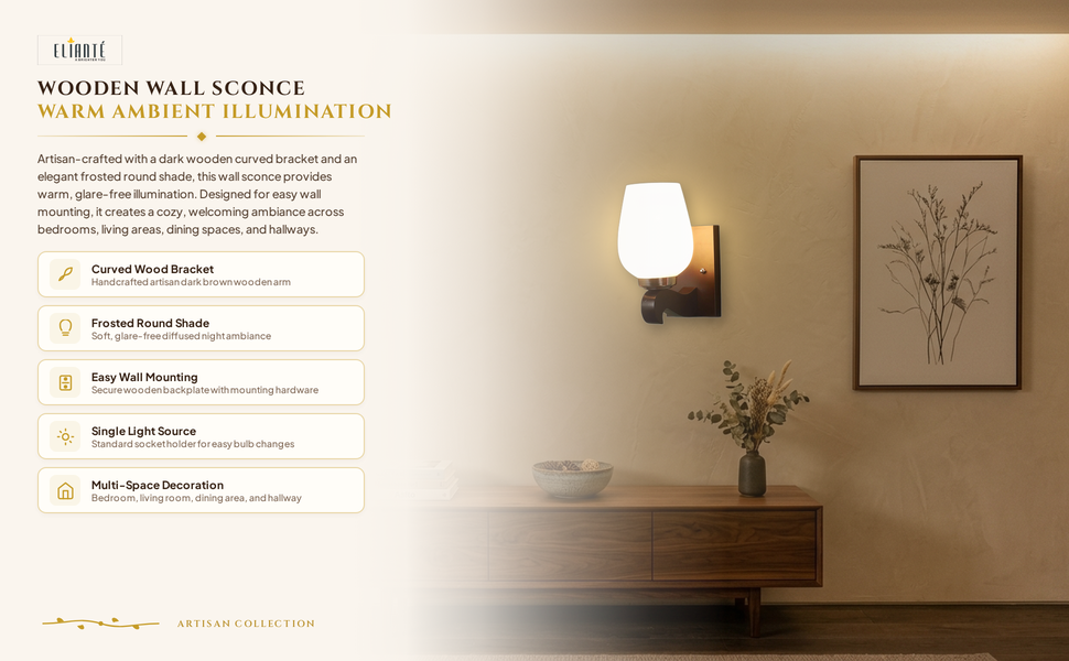 Wooden Wall Round Shade Mount Wall Lamp Wall Sconce Decorative Night Wall Light(Blub Not Included)