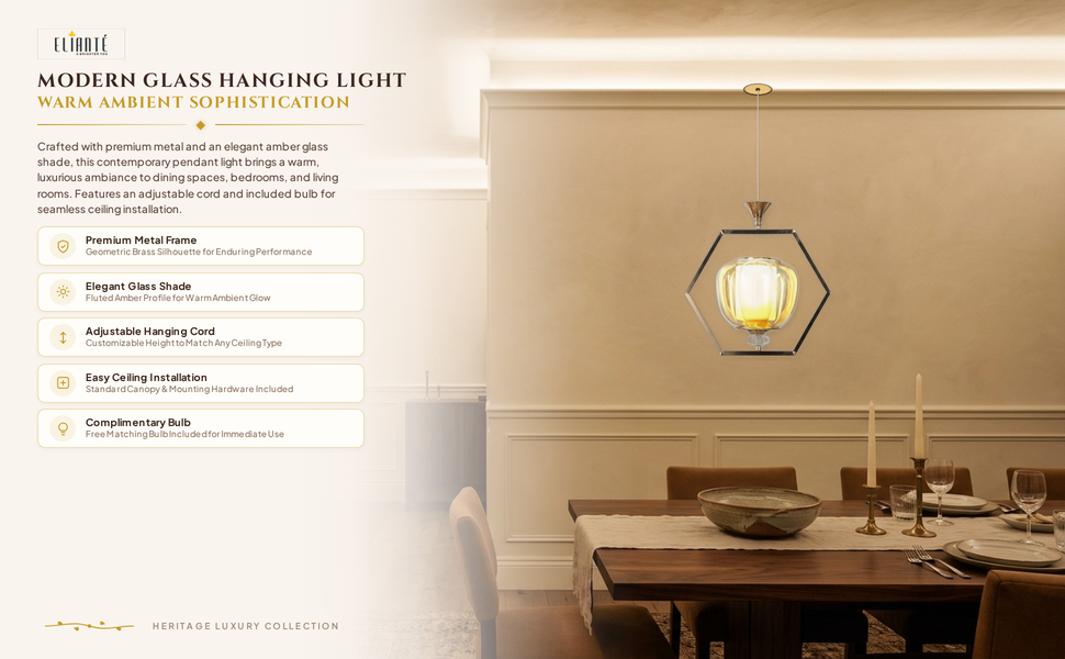 Modern Glass Hanging Light for Living Room & Dining Area feature panel