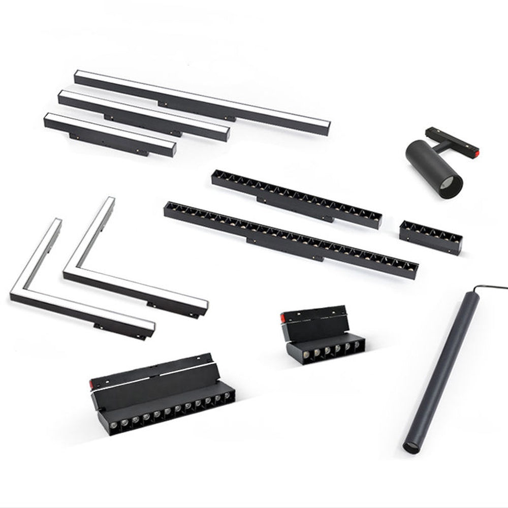 JS-FDS black components family — tracks, modules, spots
