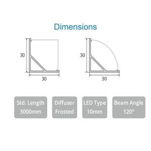 JS-JAS Corner Alluminium Profile For Strips 030-JAS-S3030